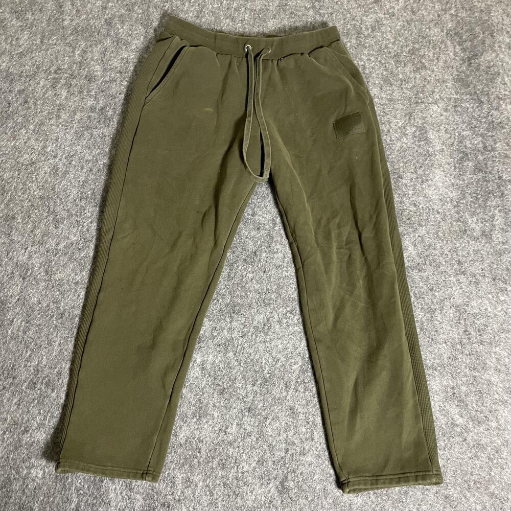 Puma Sweatpants Mens Large Green Fleece Lined Joggers Drawstring Casual